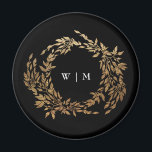 Traditional Monogram Black Crest Classic Wedding Magnet<br><div class="desc">onyx tuxedo black traditional Monogram Crest Classic Elegant Wedding _____________________________ ***this design is part of a collection*** Experience the charm of timeless elegance with my formal Traditional Monogram Wreath Classic and Elegant Wedding Collection. This collection features personalised monogrammed designs with an intricately woven wreath and frame, encapsulating the essence of...</div>
