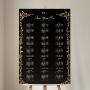 Traditional Monogram Black Crest Classic Wedding Poster