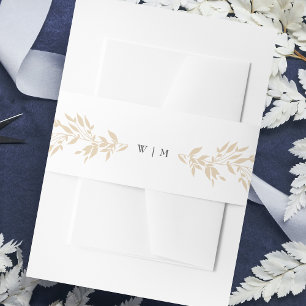 traditional Monogram Blush Crest Elegant Wedding Invitation Belly Band