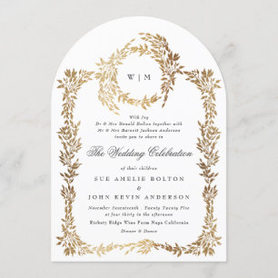 traditional Monogram Crest Classic Elegant Arch Invitation