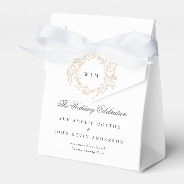 traditional Monogram Crest Classic Elegant Wedding Favour Box (Front Side)