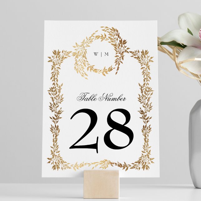 traditional Monogram Crest Classic Elegant Wedding Table Number (Creator Uploaded)