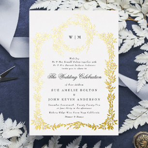 traditional Monogram Crest Classic Wedding Gold