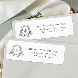 Traditional Monogram Crest Wedding Return Address Label