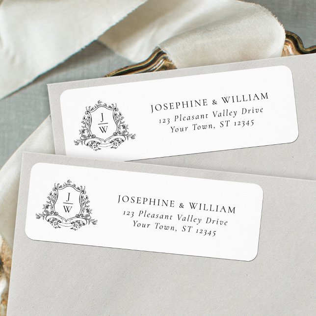 Traditional Monogram Crest Wedding Return Address Label (Creator Uploaded)