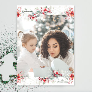 traditional monogram wreath photo christmas holiday card