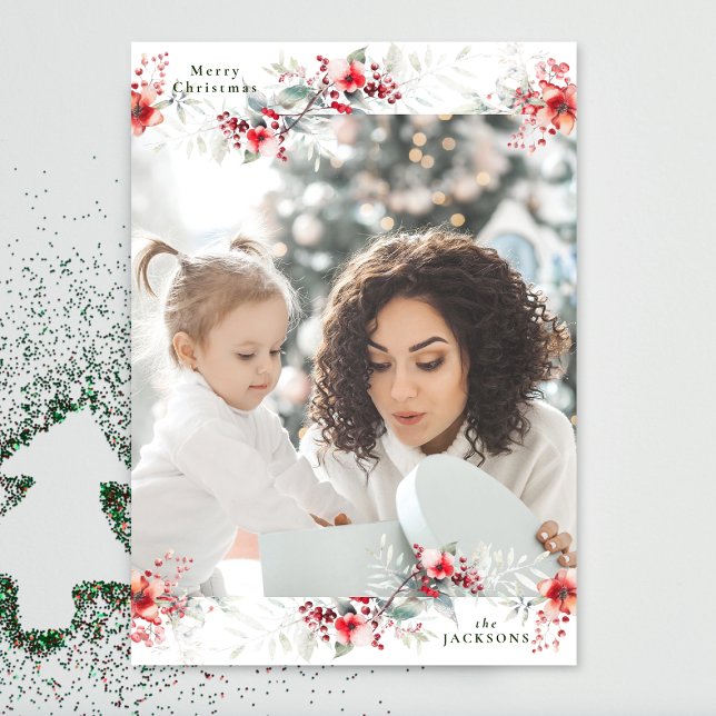 traditional monogram wreath photo christmas holiday card (Creator Uploaded)