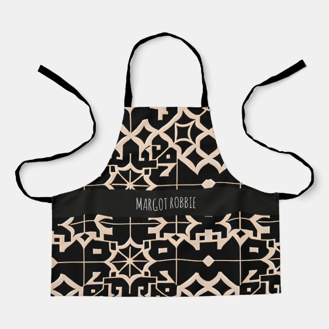 Traditional Moroccan Texture Beige Modern Pattern Apron (Front)