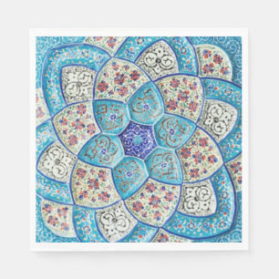 Traditional Moroccan turquoise Blue, white, salmon Napkin