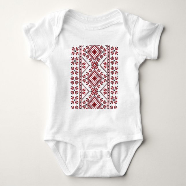 Traditional Motif, Romanian Traditional Motif  T-S Baby Bodysuit (Front)