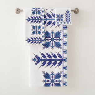 Traditional Motif, Romanian Traditional Motif  T-S Bath Towel Set