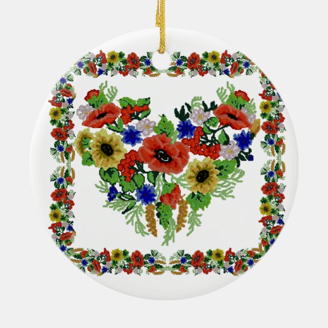 Traditional Motif, Romanian Traditional Motif  T-S Ceramic Ornament (Back)