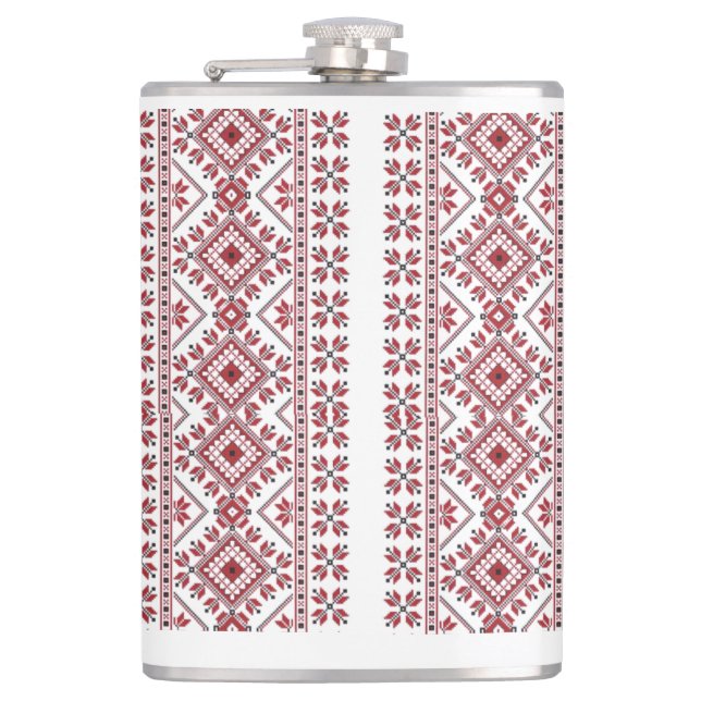 Traditional Motif, Romanian Traditional Motif  T-S Hip Flask (Front)