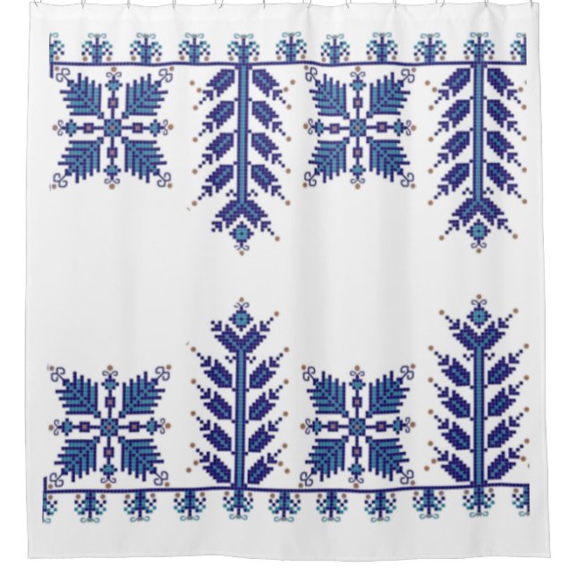 Traditional Motif, Romanian Traditional Motif  T-S Shower Curtain (Front)