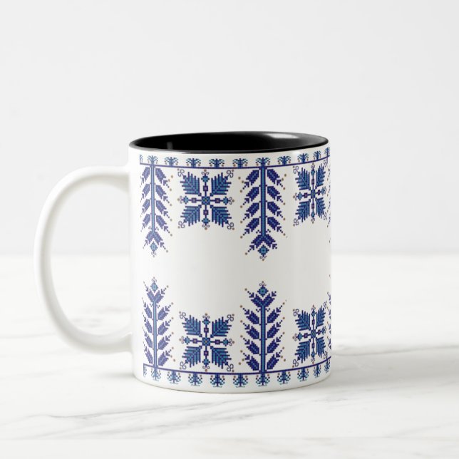 Traditional Motif, Romanian Traditional Motif  T-S Two-Tone Coffee Mug (Left)