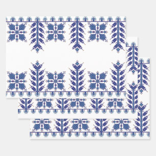 Traditional Motif, Romanian Traditional Motif  T-S Wrapping Paper Sheet