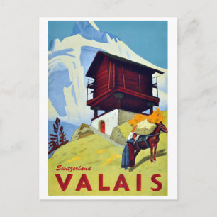 Traditional mountain house in Valais, Switzerland Postcard