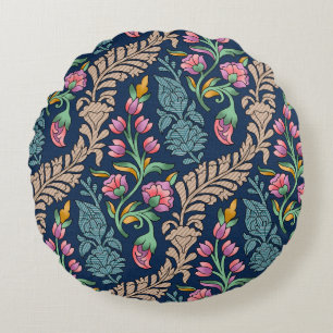 Traditional Mughal Allover Designart,pattern,flora Round Cushion