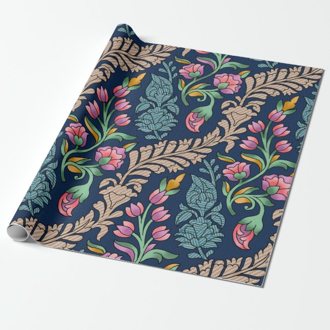 Traditional Mughal Allover Designart,pattern,flora Wrapping Paper (Unrolled)