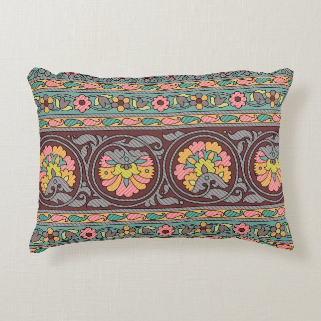 Traditional Mughal Border art,pattern,flower,geome Decorative Cushion (Front)