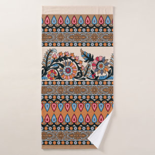 Traditional Mughal Border Designart, seamless, afr Bath Towel