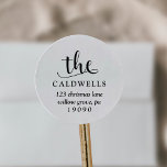 Traditional Name Calligraphy White Return Address Classic Round Sticker<br><div class="desc">These traditional name calligraphy white return address stickers are perfect for a modern Christmas card or invitation envelope. The simple design highlights your family name with 'the' in beautiful and elegant calligraphy.</div>