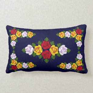 Traditional narrowboat art lumbar cushion