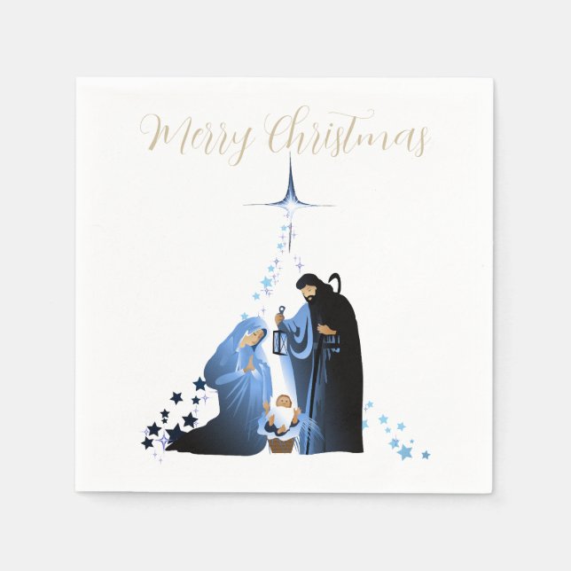 Traditional Nativity Scene Christmas greetings Napkin (Front)
