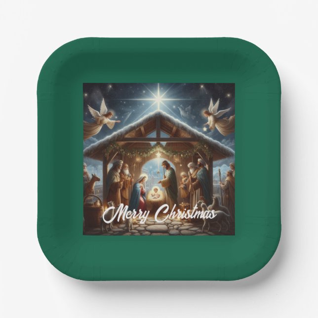 Traditional Nativity Scene Paper Plate (Front)