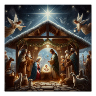 Traditional Nativity Scene Poster