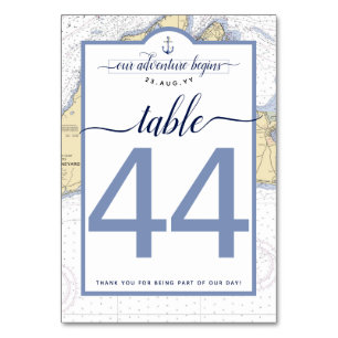 Traditional Nautical Martha's Vineyard   40s Table Number