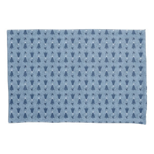 Traditional Navy Blue Christmas Trees & Reindeer Pillowcase