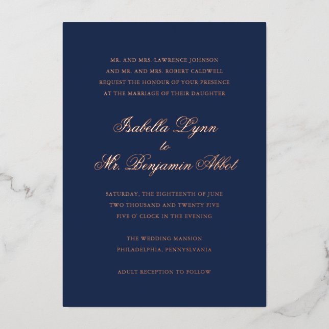 Traditional Navy Blue Formal Elegant Wedding (Front)