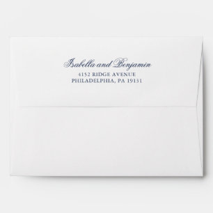 Traditional Navy Blue Formal Elegant Wedding Envelope