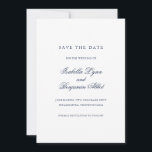 Traditional Navy Blue Formal Elegant Wedding Save The Date<br><div class="desc">Elegant save the date card with traditional wording.  Your names are in navy blue calligraphy and your details are in a serif font,  over a white background.  This classic design is perfect for a formal,  black tie wedding.</div>