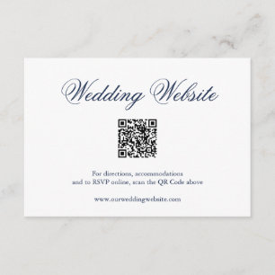 Traditional Navy Blue Formal QR Code Wedding Enclosure Card