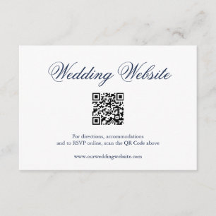 Traditional Navy Blue QR Code Elegant Wedding Enclosure Card