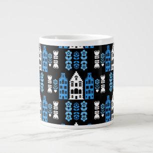 Traditional Netherlands Folk Art Print Large Coffee Mug