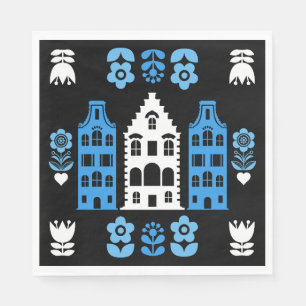 Traditional Netherlands Folk Art Print Napkin