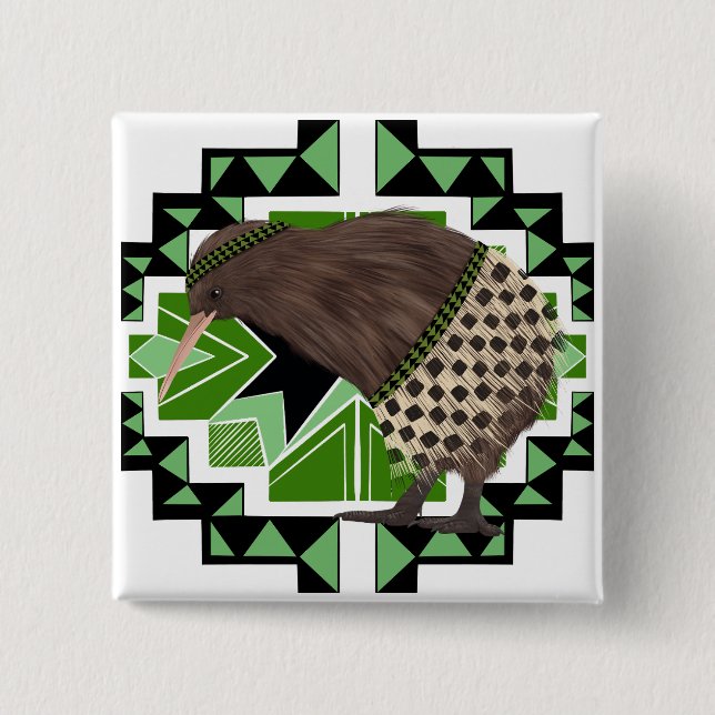 Traditional New Zealand National Bird- Kiwi Bird 15 Cm Square Badge (Front)