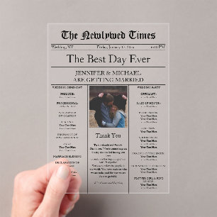 Traditional Newspaper Vintage wedding Acrylic Invitations