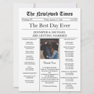 Traditional Newspaper Wedding Invitation
