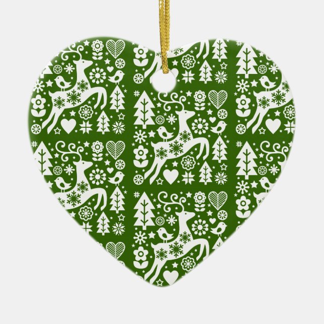 Traditional Nordic Christmas Decor Ceramic Ornament (Front)