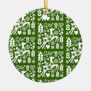 Traditional Nordic Christmas Decor Ceramic Ornament