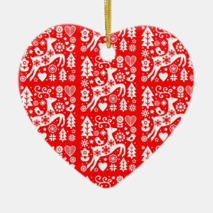 Traditional Nordic Christmas Decor Ceramic Ornament