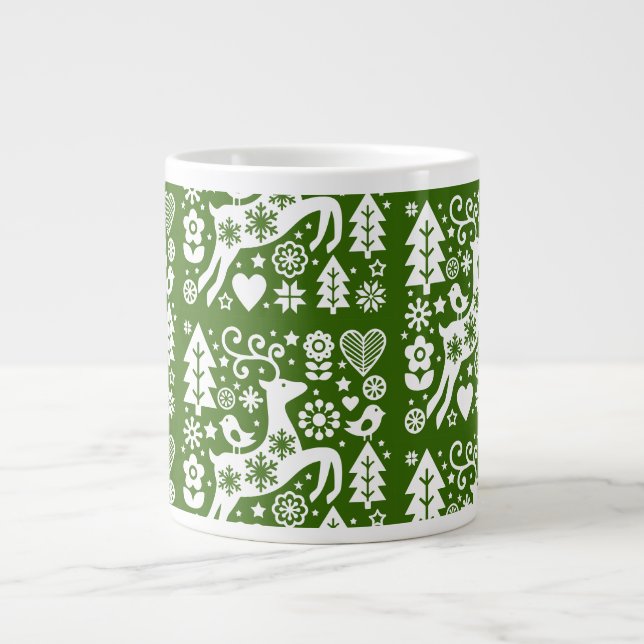 Traditional Nordic Christmas Decor Large Coffee Mug (Front)