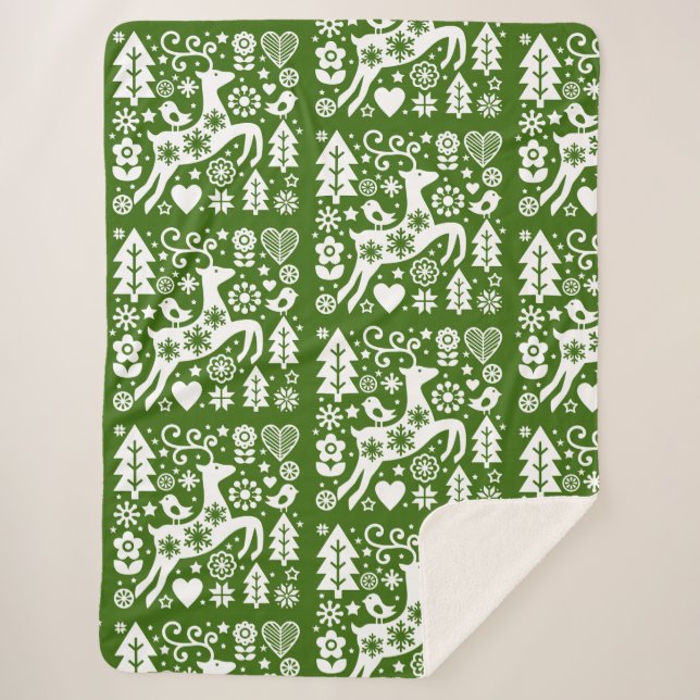 Traditional Nordic Christmas Decor Sherpa Blanket (Front)