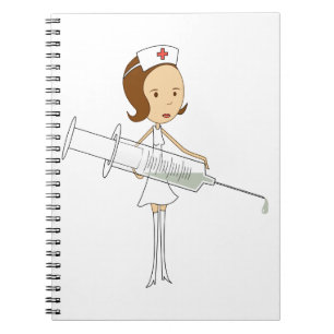 Traditional Nurse with Comically Oversized Syringe Notebook