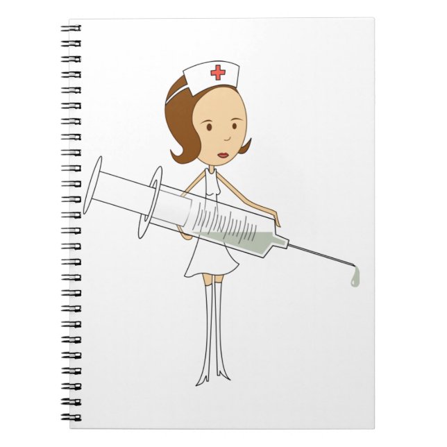 Traditional Nurse with Comically Oversized Syringe Notebook (Front)