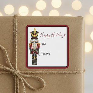 Traditional Nutcracker Happy Holidays Gift Tag